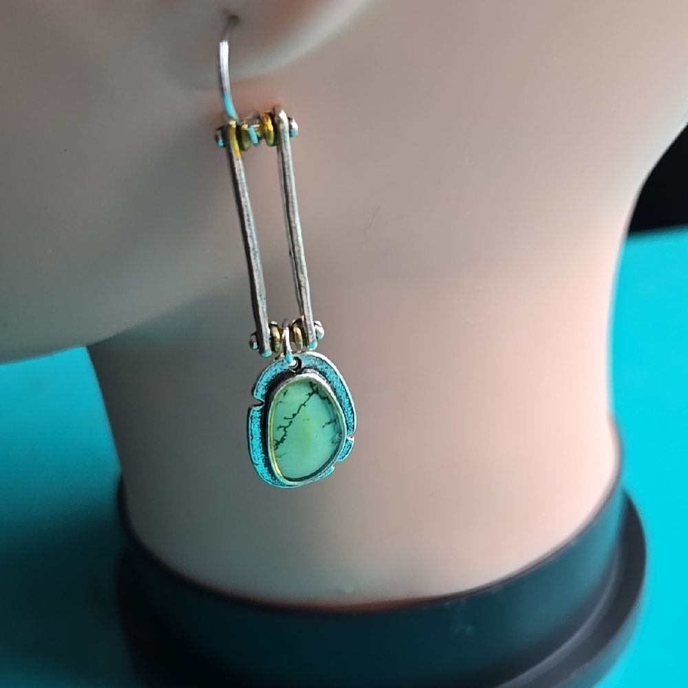 Elegant Silver and Green Dangle Earrings